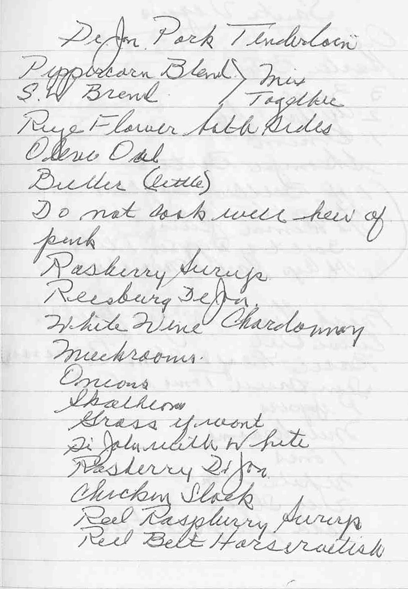 Handwritten recipe