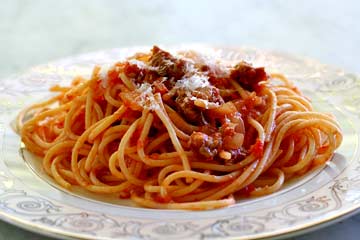 Italian Sausage Spaghetti on plate
